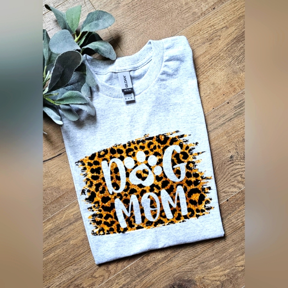 Cheetah Print dog mom tee popular dog mama shirt